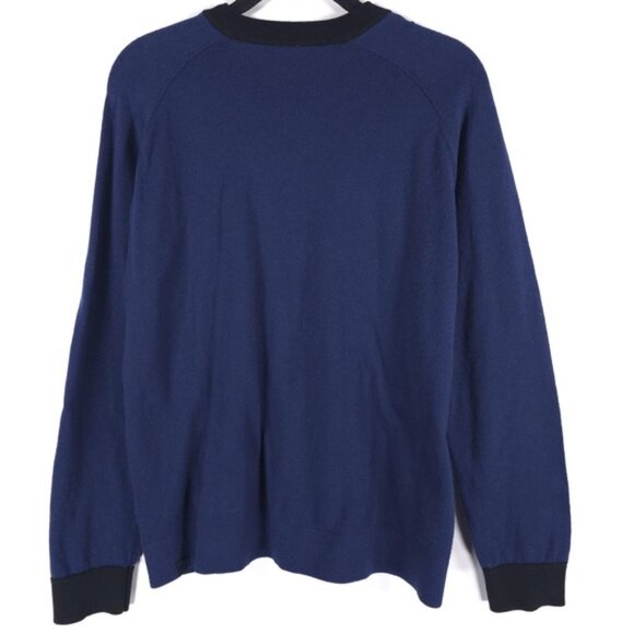 Lululemon SILK Blend Sweater Crew Neck Pullover Knit Ringer Blue Black Size 10 - Picture 2 of 10